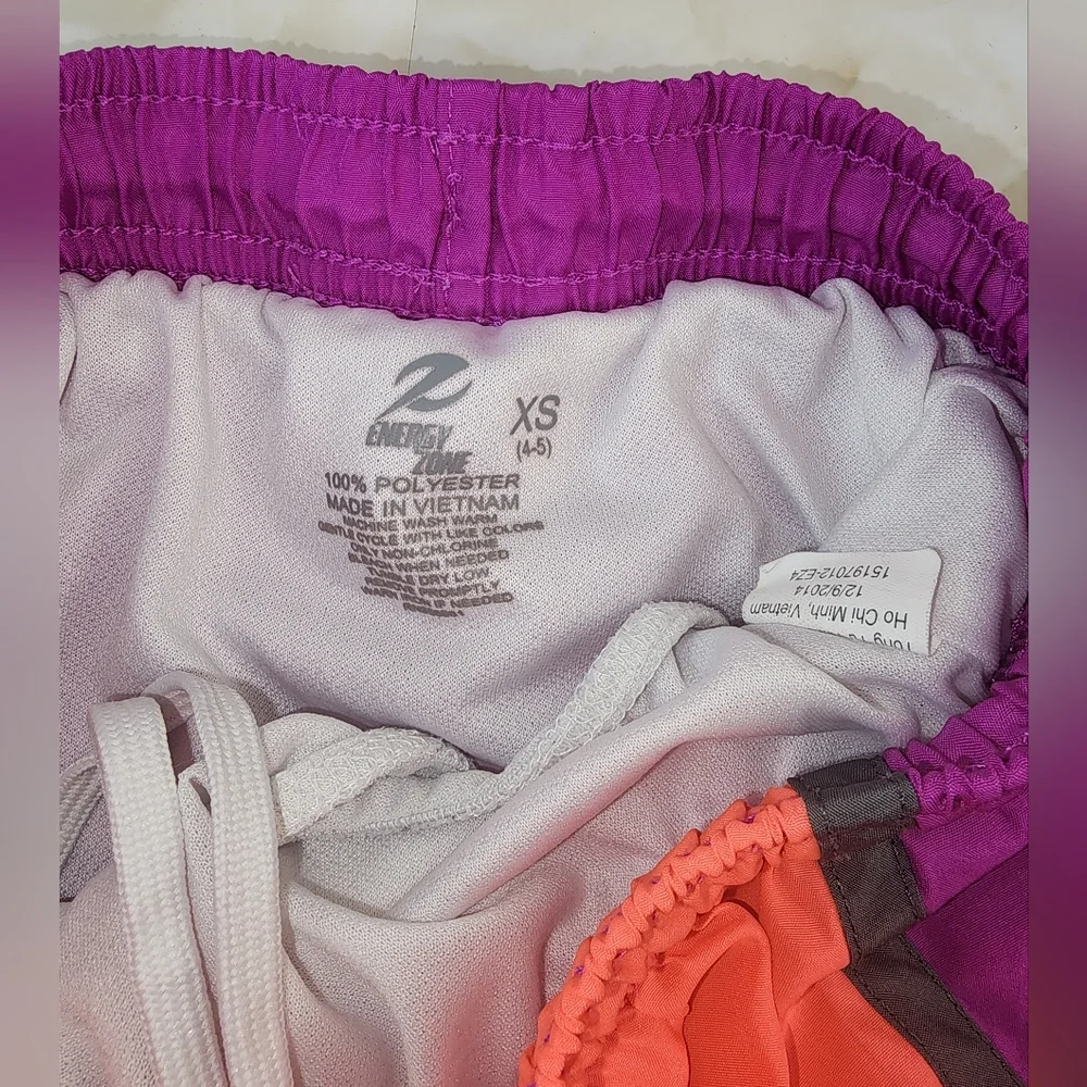 Girls 4/5 Energy Zone Vibrant Orange and Purple Athletic Shorts